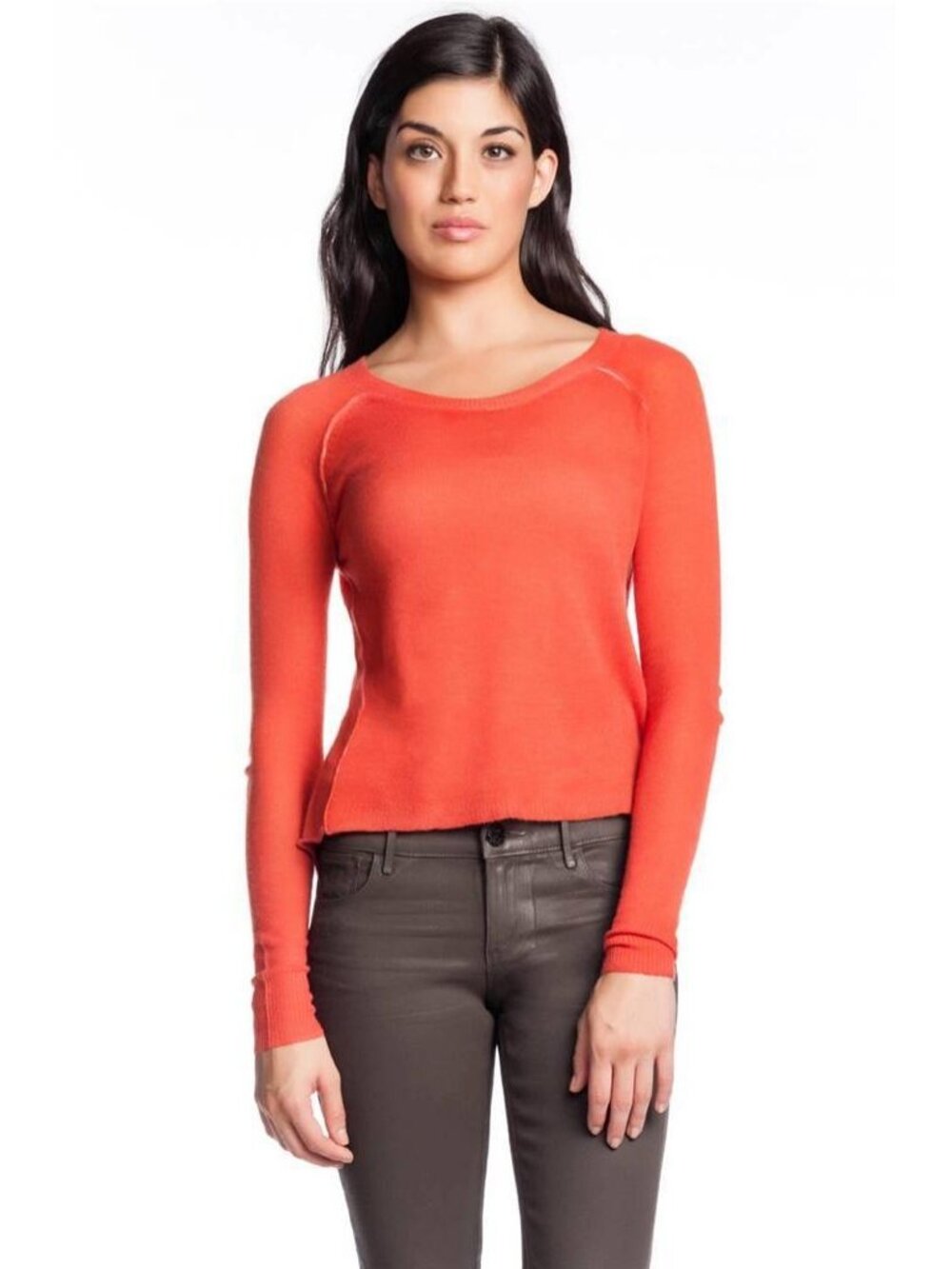 360 Grace Sweater Mandarin Cashmere Orange Long Sleeves knit Women's Designer